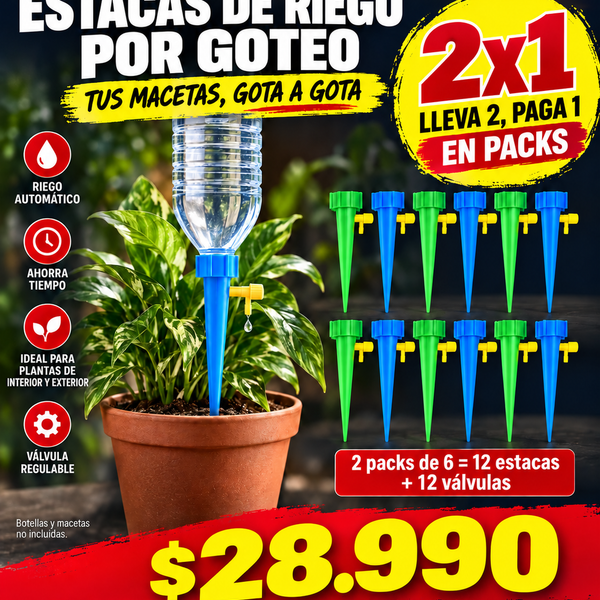 Pack 6 Estacas de Riego 2x1 por $28.990 · Envío gratis y pago al recibir