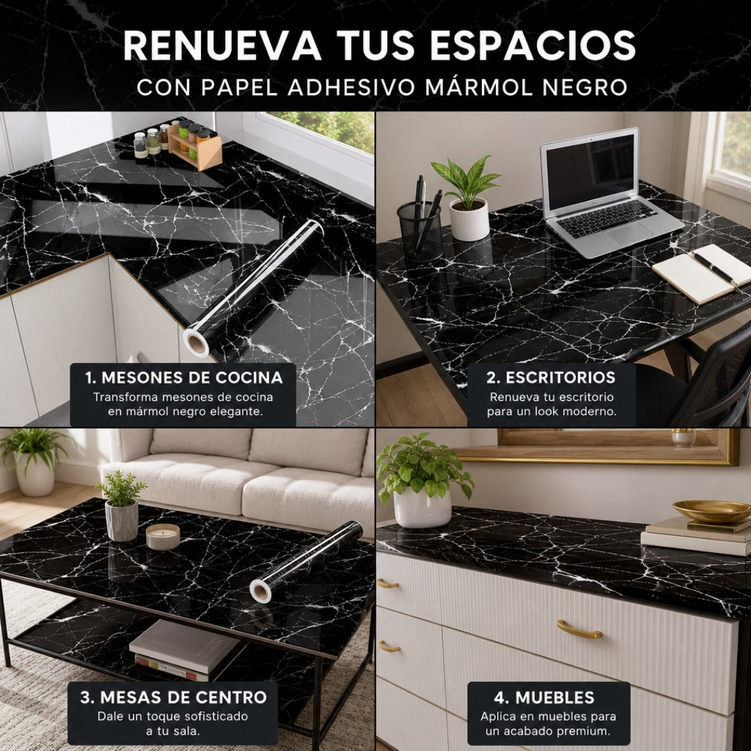 Papel Adhesivo Mármol Negro