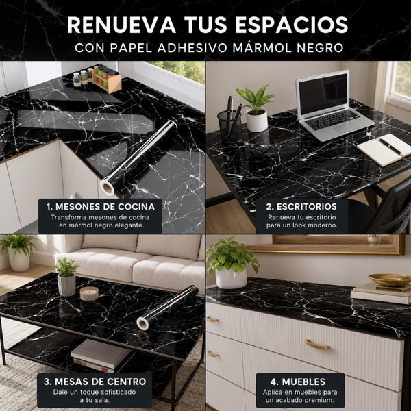 Papel Adhesivo Mármol Negro