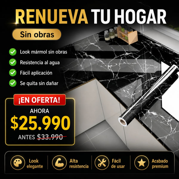 Papel Adhesivo Mármol Negro