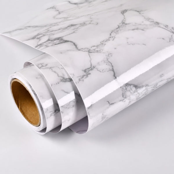 PAPEL Vinil adhesivo marmoleado blanco