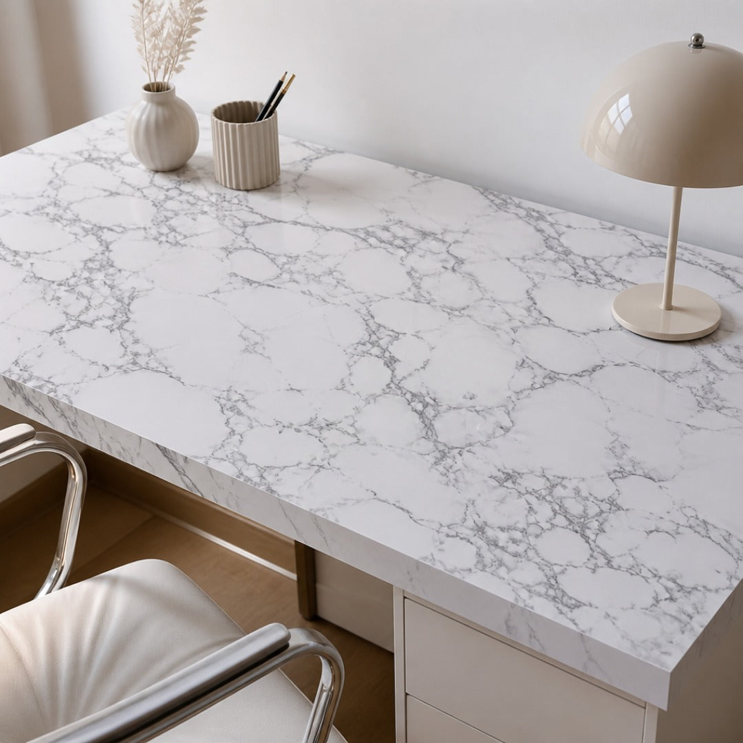 PAPEL Vinil adhesivo marmoleado blanco