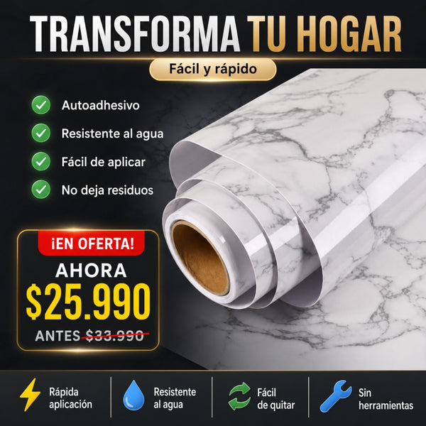 PAPEL Vinil adhesivo marmoleado blanco
