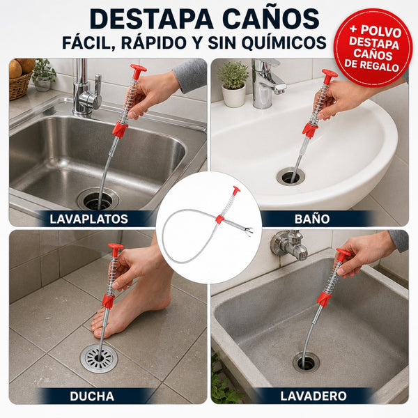 Pinza Destapa Cañerías + Envío Gratis + Polvo Destapa Caños de REGALO