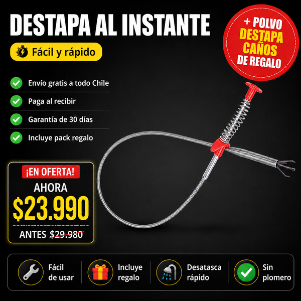 Pinza Destapa Cañerías + Envío Gratis + Polvo Destapa Caños de REGALO