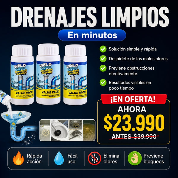 Polvo Limpiador para Drenajes x3 + Envío Gratis