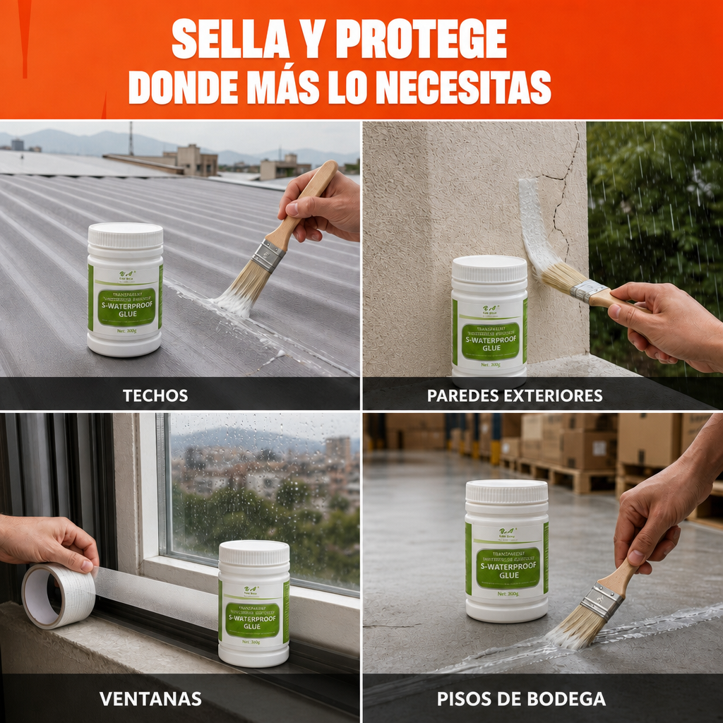 Sellador Impermeable 300g + Envío Gratis + Cinta Tapa Gotera 5cm x 5m de REGALO