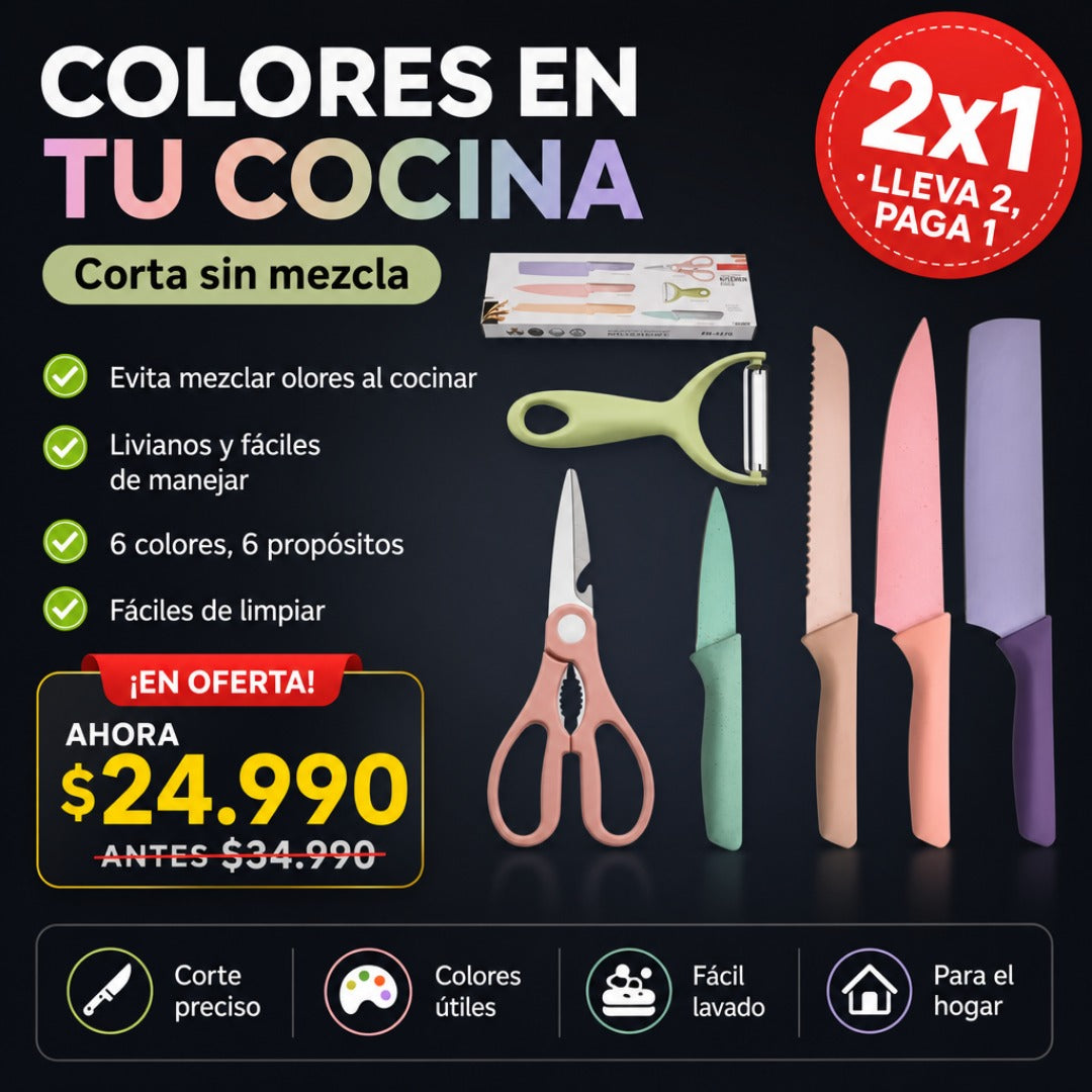 Set de Cuchillos 6 Piezas Colores