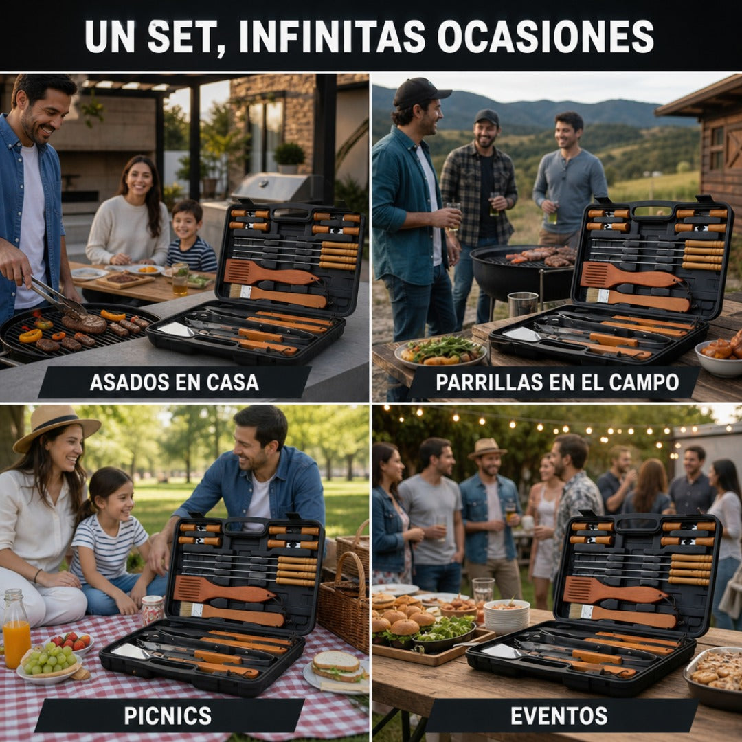 Set Parrilleros en Maleta 18 Piezas