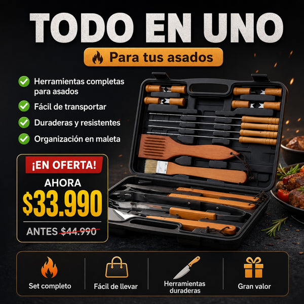 Set Parrilleros en Maleta 18 Piezas