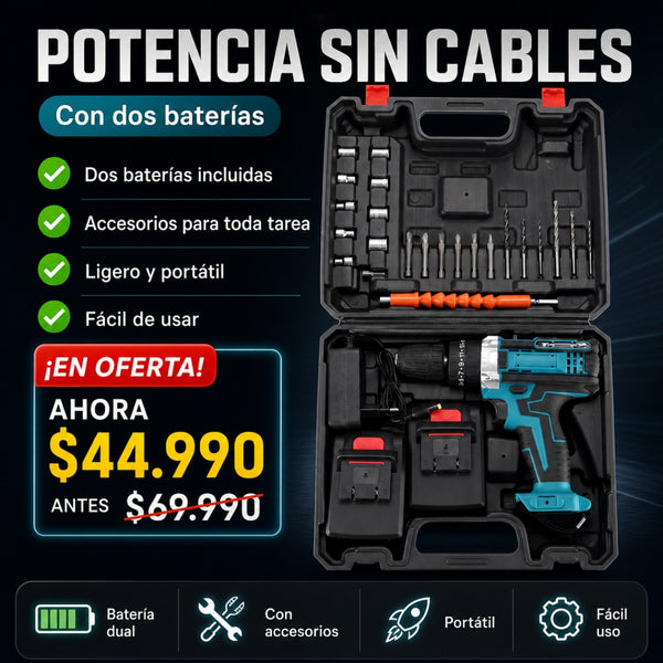Taladro Inalámbrico 2 Baterías + Envío Gratis