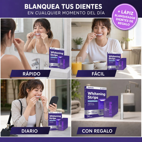 Tiras Blanqueadoras Dentales + Envío Gratis + Lápiz Blanqueador Dientes de REGALO