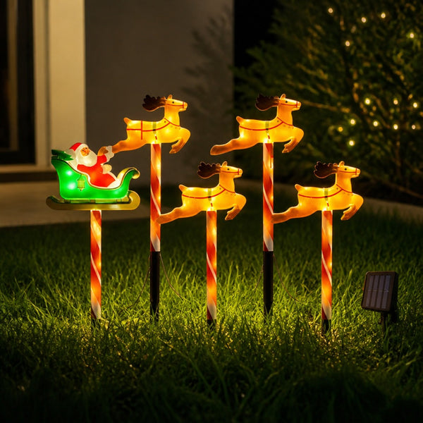 Trineo Navideño Solar con Renos