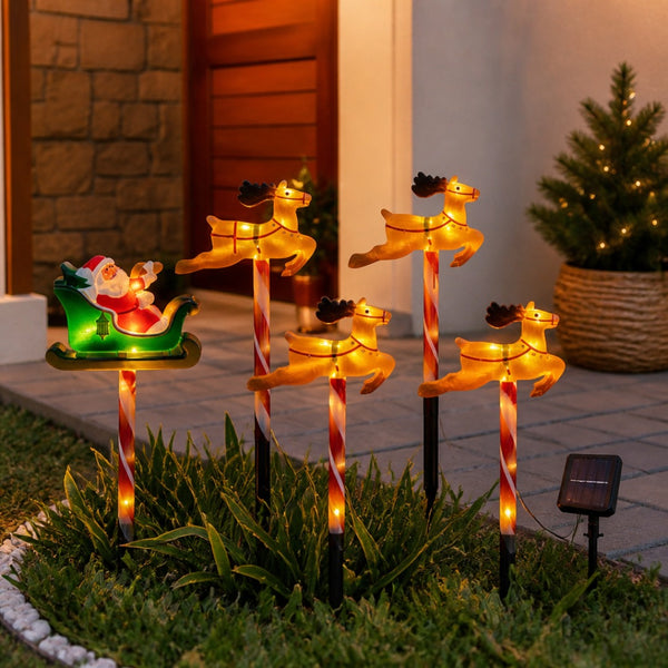 Trineo Navideño Solar con Renos