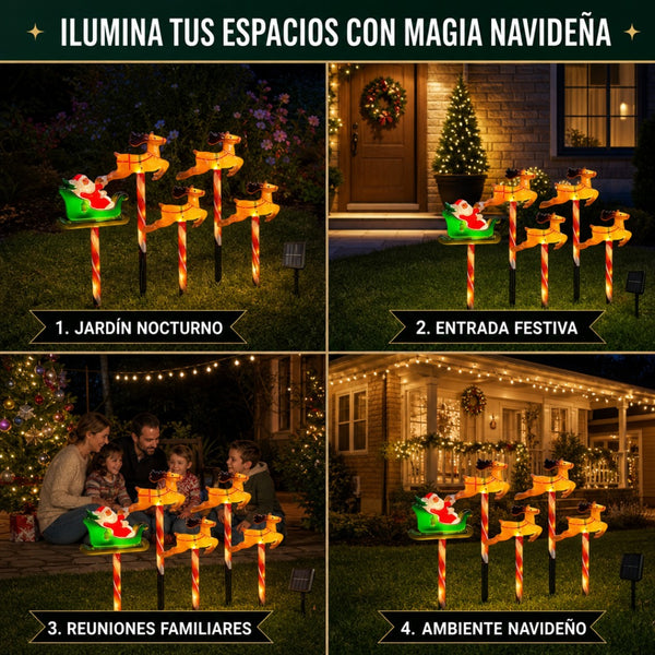 Trineo Navideño Solar con Renos