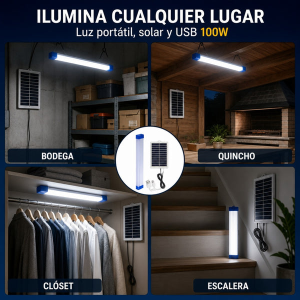 Tubo de Luz LED USB Solar