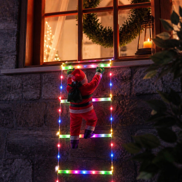 Viejo Pascuero en Escalera Iluminada
