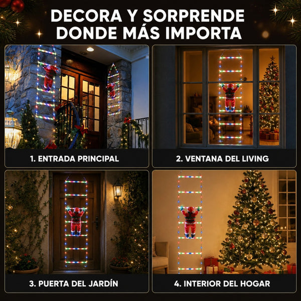 Viejo Pascuero en Escalera Iluminada